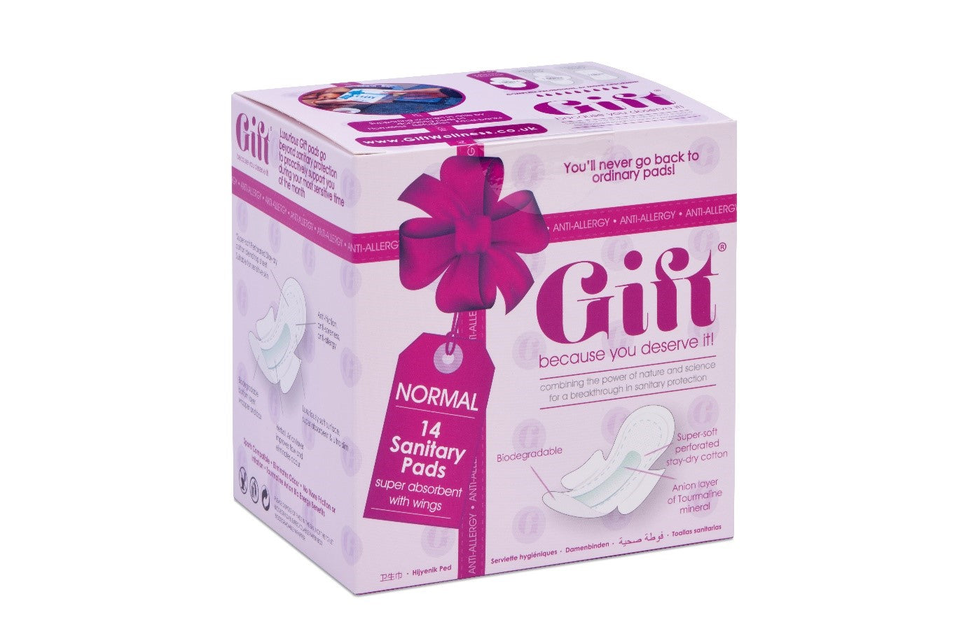 GIFT Normal Anion Sanitary Pads with wings - 14 Pads * New Improved Biodegradable Design - giftwellness