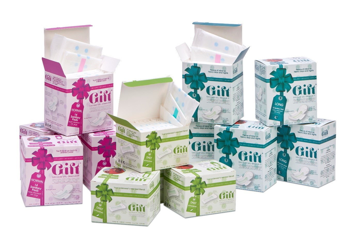 GIFT Long Anion Sanitary Pads with wings - 10 Pads * New Improved Biodegradable Design - giftwellness