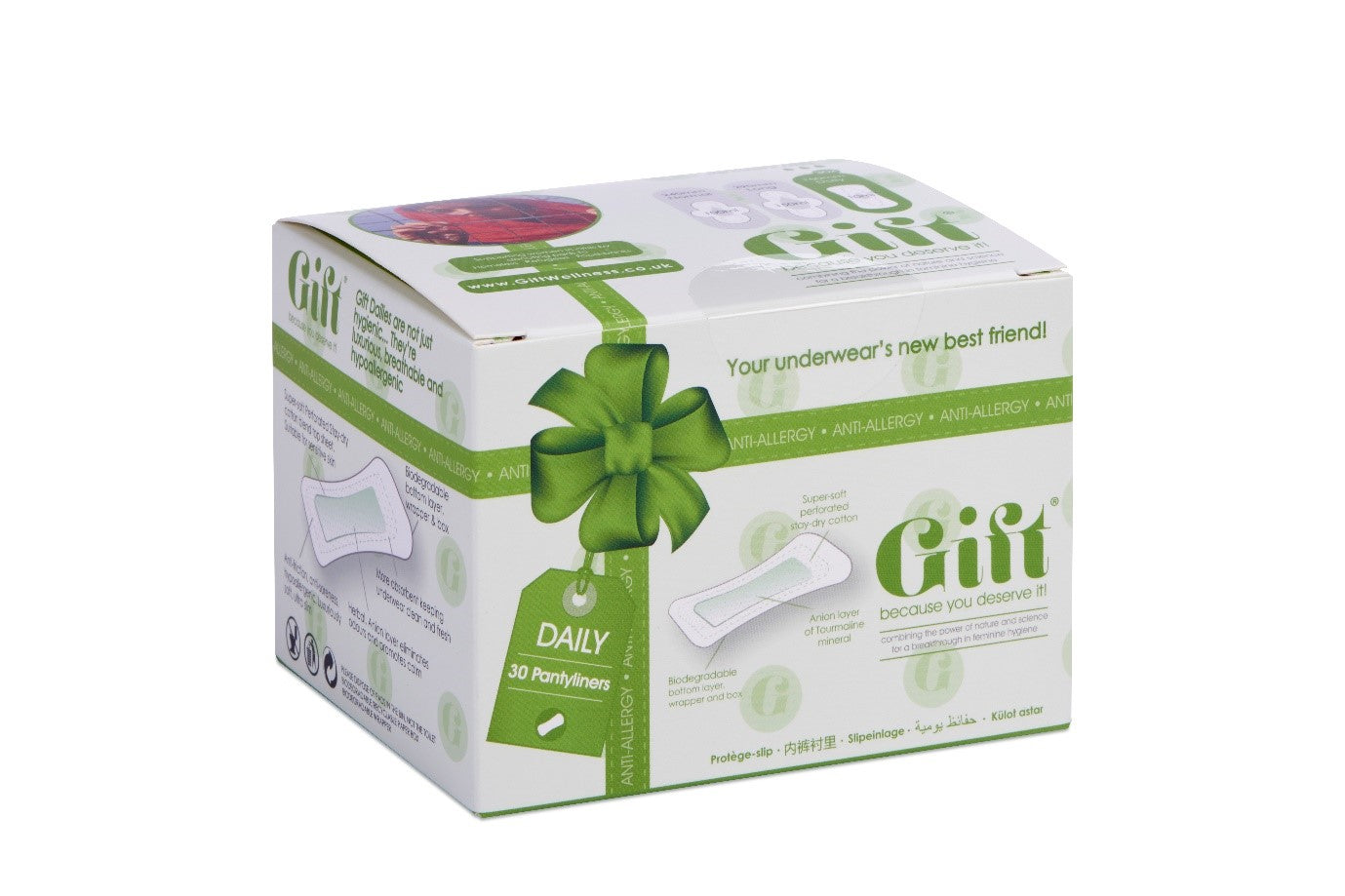 GIFT Daily Anion Pantyliners 30 Liners * New Improved Biodegradable Design - giftwellness